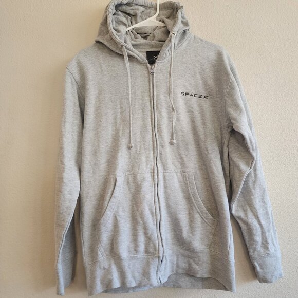 SpaceX Dragon Hoodie Mens Small Zip Up Sweatshirt Jacket Cotton Blend Unisex - Picture 1 of 11